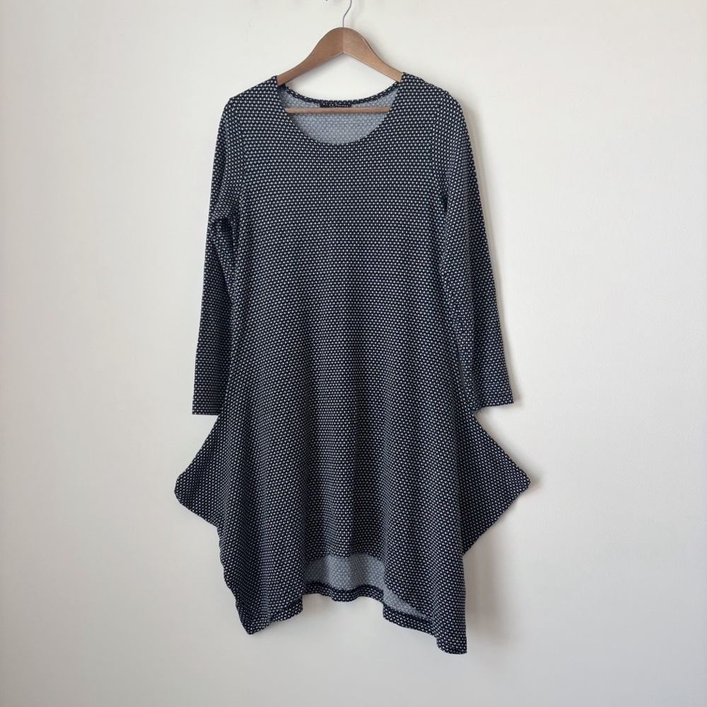 Bryn Walker Black Lagenlook Asymmetrical Hem Knit Dress Medium Minimalist